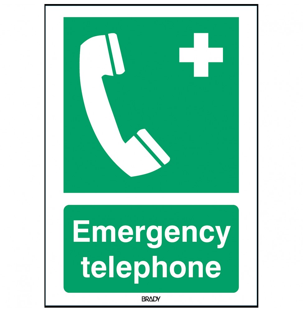 Znak bezpieczeństwa ISO – Telefon alarmowy, STEN E004-148X210-PP-CRD/1