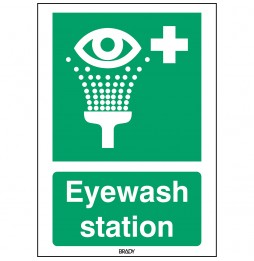 Znak ISO 7010 – Prysznic do przemywania oczu, STEN E011-148X210-AL-CRD/1