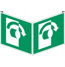 Znak bezpieczeństwa ISO – Przekręcić, aby otworzyć (w kierunku zgodnym z ruch…, PIC E019-151X151-VPVC/1