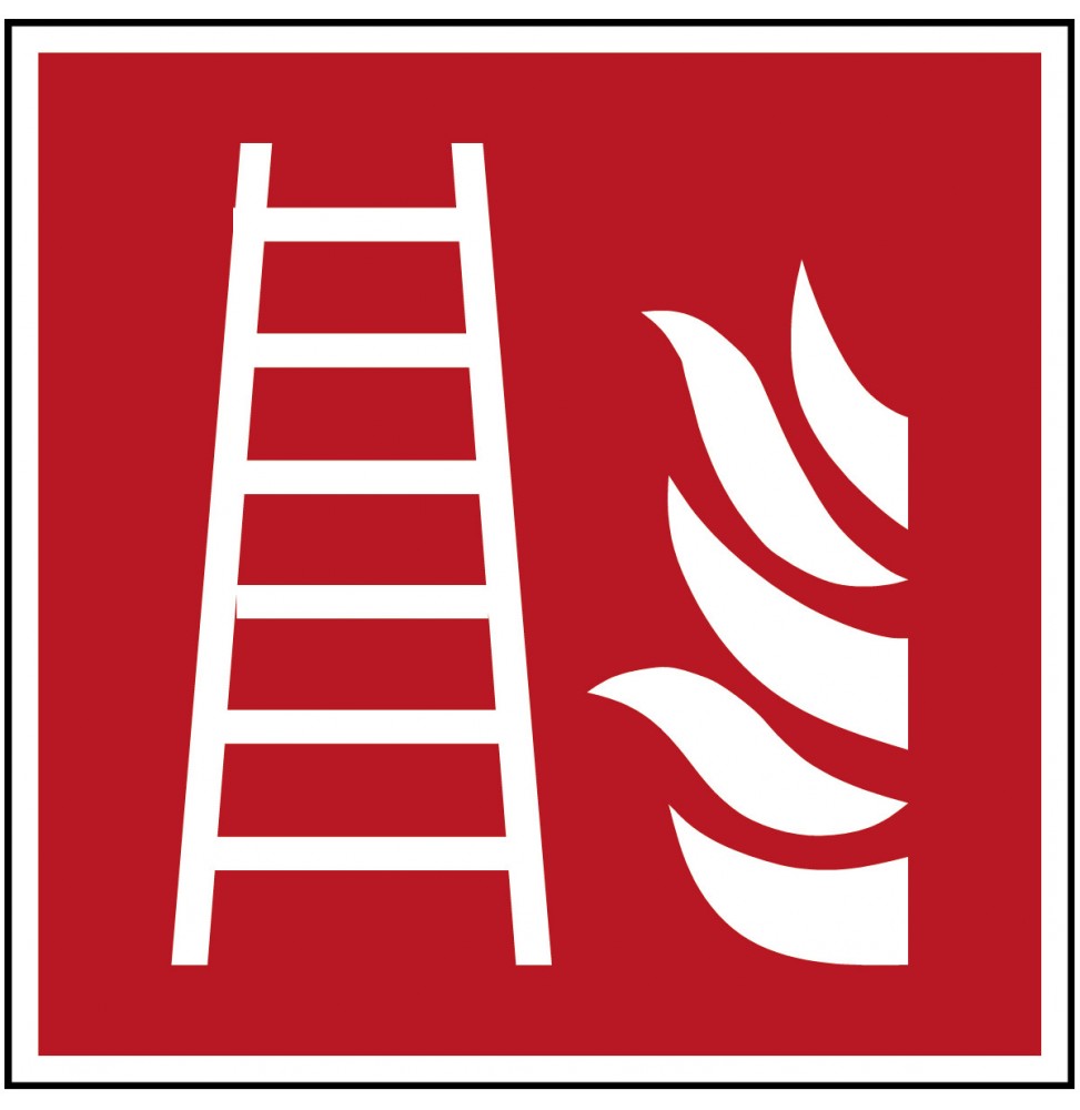 Znak bezpieczeństwa ISO – Drabina pożarowa, PIC F003-200X200-AL-CRD/1