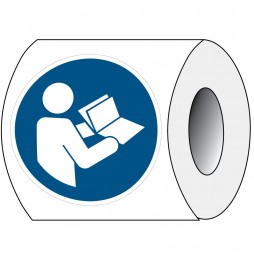 Znak bezpieczeństwa ISO – Przeczytaj instrukcję obsługi (250szt.), PIC M002-DIA 100-PE-ROLL/1