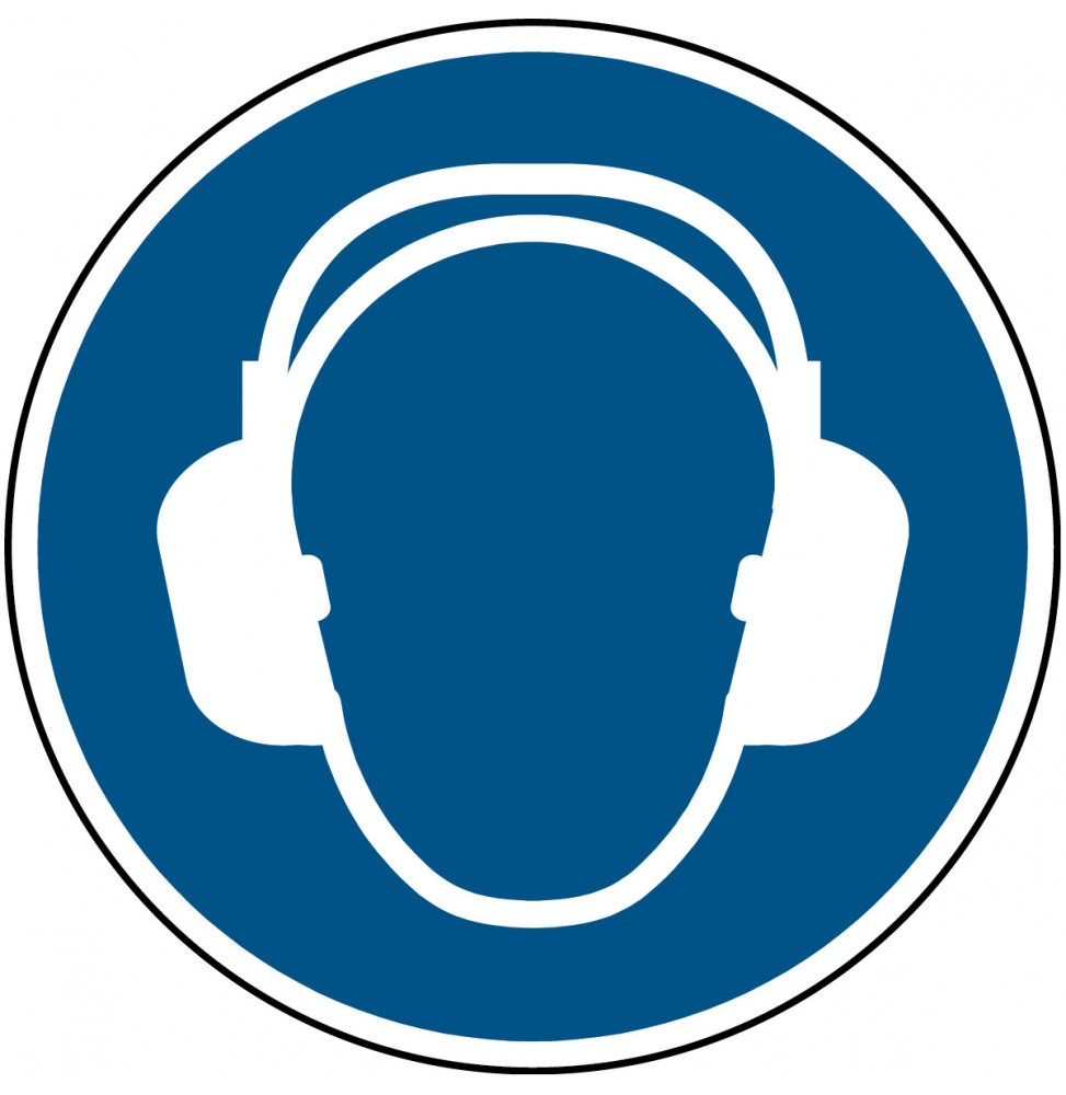 Znak ISO 7010 – Nakaz stosowania ochrony słuchu, PIC M003-DIA 200-PP-CRD/1