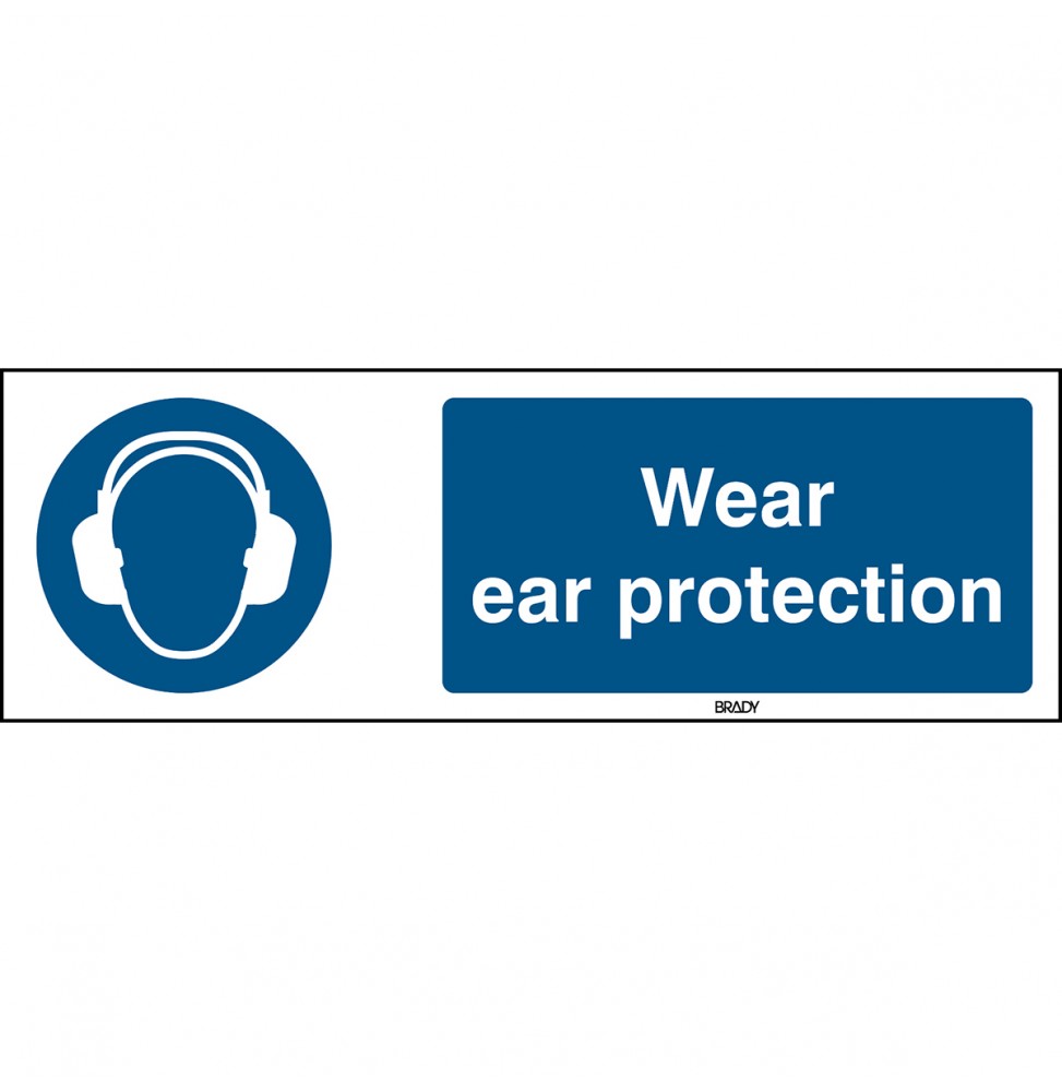 Znak ISO 7010 – Nakaz stosowania ochrony słuchu, STEN M003-600X200-PE-CRD/1
