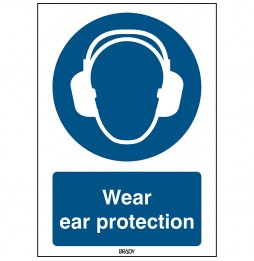 Znak ISO 7010 – Nakaz stosowania ochrony słuchu, STEN M003-148X210-PP-CRD/1