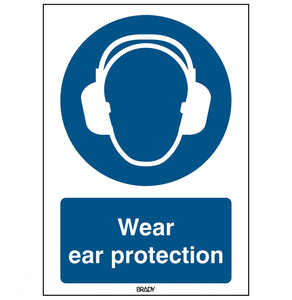 Znak ISO 7010 – Nakaz stosowania ochrony słuchu, STEN M003-210X297-PP-CRD/1