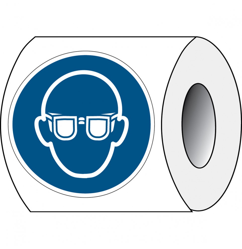 Znak bezpieczeństwa ISO – Nakaz stosowania ochrony oczu (250szt.), PIC M004-DIA 050-PE-ROLL/1