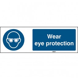 Znak ISO 7010 – Nakaz stosowania ochrony oczu, STEN M004-297X105-PP-CRD/1