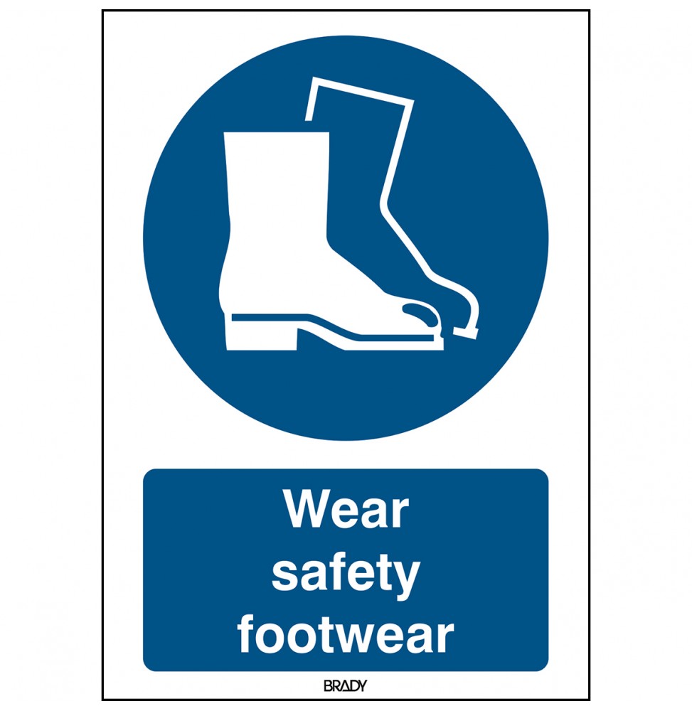 Znak ISO 7010 – Nakaz stosowania ochrony stóp, STEN M008-148X210-AL-CRD/1