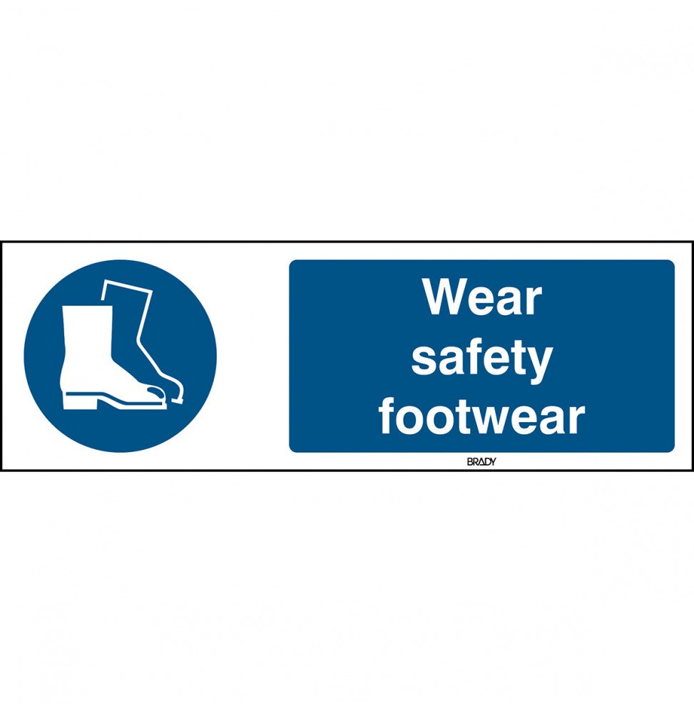 Znak ISO 7010 – Nakaz stosowania ochrony stóp, STEN M008-297X105-AL-CRD/1