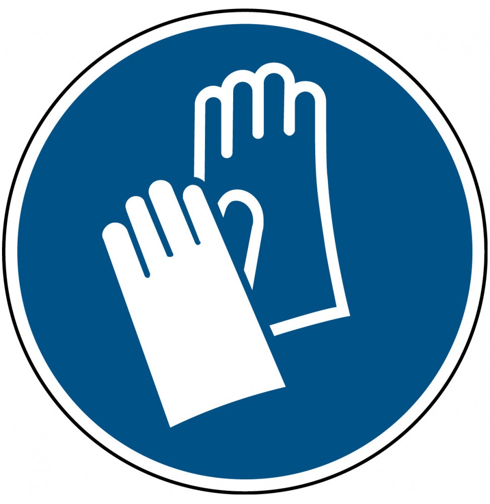 Znak bezpieczeństwa ISO – Nakaz stosowania ochrony rąk (54szt.), PIC M009-DIA 015-PE-SHEET/1