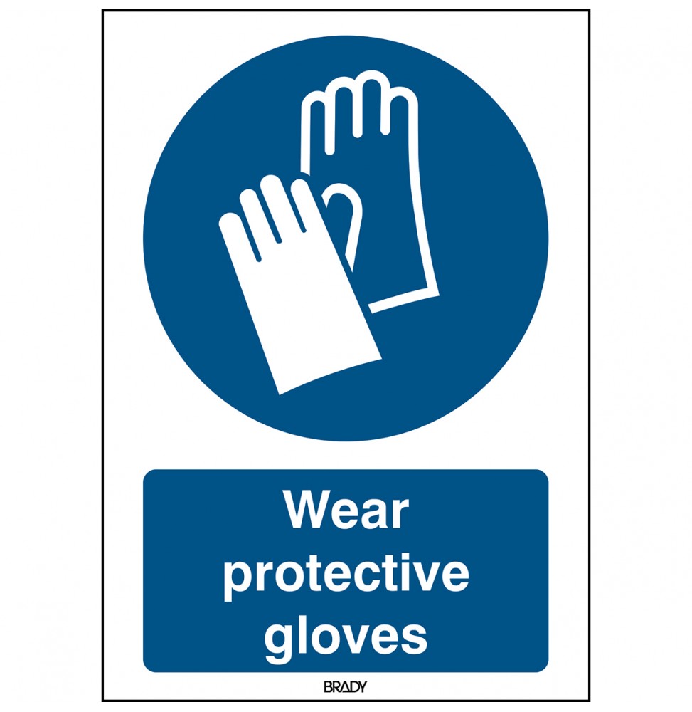 Znak ISO 7010 – Nakaz stosowania ochrony rąk, STEN M009-210X297-PE-CRD/1