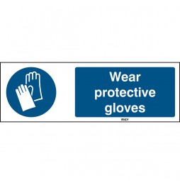Znak ISO 7010 – Nakaz stosowania ochrony rąk, STEN M009-450X150-PE-CRD/1