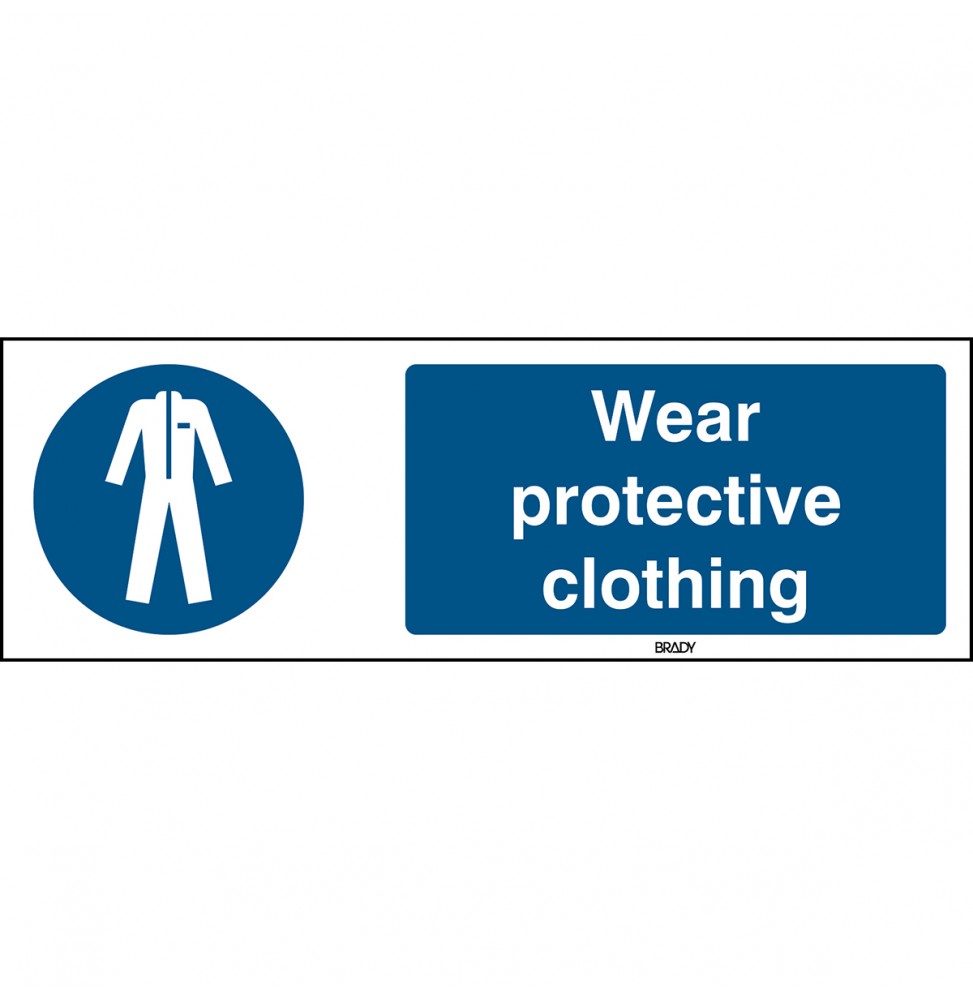Znak ISO 7010 – Nakaz stosowania odzieży ochronnej, STEN M010-297X105-PE-CRD/1