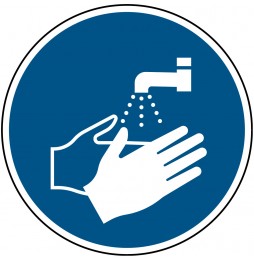 Znak bezpieczeństwa ISO – Nakaz mycia rąk (2szt.), PIC M011-DIA 050-PE-SHEET/2