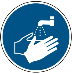 Znak bezpieczeństwa ISO – Nakaz mycia rąk, PIC M011-DIA 200-PE-CRD/1
