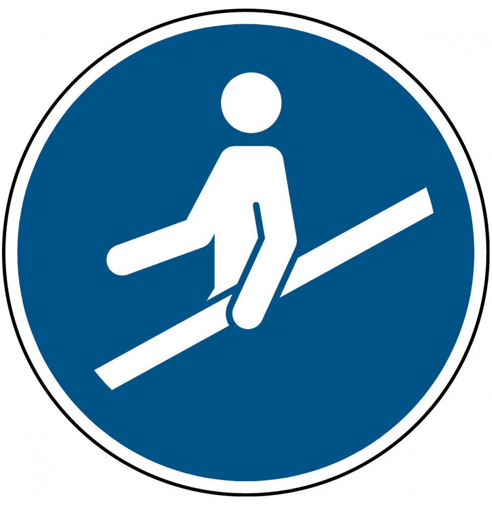 Znak bezpieczeństwa ISO – Nakaz używania poręczy (7szt.), PIC M012-DIA 025-PE-SHEET/7