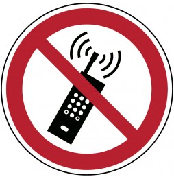 Znak bezpieczeństwa ISO – Zakaz używania telefonów komórkowych, PIC P013-DIA 315-PP-CRD/1