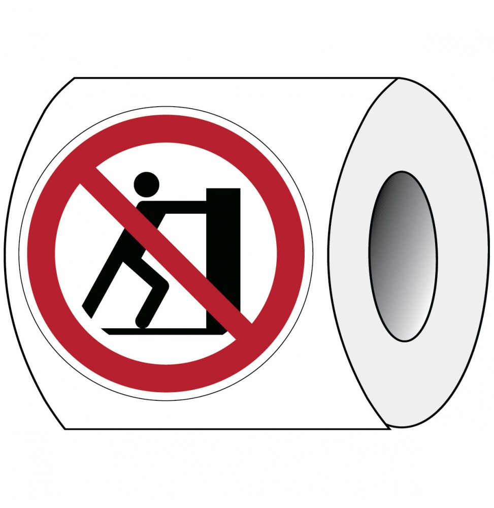 Znak bezpieczeństwa ISO – Nie opierać się, nie pchać obiektu (250szt.), PIC P017-DIA 050-PE-ROLL/1
