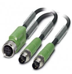 Kabel czujnika/urządzenia wykonawczego - SAC-3P-M12FY/2X0,3-PUR/M8MS - 1423237